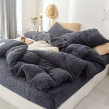 Load image into Gallery viewer, Solid Lamb Cashmere bedding set 2019 New thicken Flannel Fleece bed linens Velvet duvet cover set sandred bed cover pillowcase