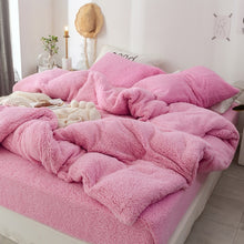 Load image into Gallery viewer, Solid Lamb Cashmere bedding set 2019 New thicken Flannel Fleece bed linens Velvet duvet cover set sandred bed cover pillowcase