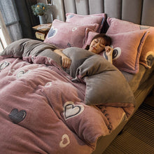 Load image into Gallery viewer, Luxury Bedding Sets Cartoon Kids Duvet Cover Thick Flannel Boy Girl Adult Double Bed Linen Comforter Set Pink постельное бельё