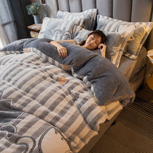 Load image into Gallery viewer, Luxury Bedding Sets Cartoon Kids Duvet Cover Thick Flannel Boy Girl Adult Double Bed Linen Comforter Set Pink постельное бельё