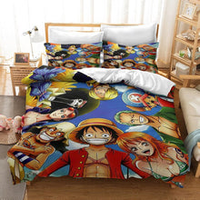 Load image into Gallery viewer, 3D Luffy One Piece Printed Duvet Cover Set Comforter Bedding Set Bed Linen Bedclothes Set For Kids