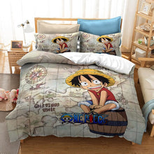 Load image into Gallery viewer, 3D Luffy One Piece Printed Duvet Cover Set Comforter Bedding Set Bed Linen Bedclothes Set For Kids