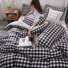 Load image into Gallery viewer, Simple Classic Queen bedding set 5 size bed linen 4pcs set duvet cover set Pastoral bed sheet AB side duvet cover black