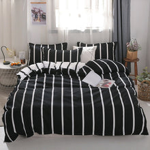 Load image into Gallery viewer, Simple Classic Queen bedding set 5 size bed linen 4pcs set duvet cover set Pastoral bed sheet AB side duvet cover black