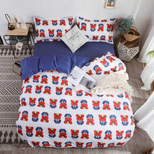 Load image into Gallery viewer, Simple Classic Queen bedding set 5 size bed linen 4pcs set duvet cover set Pastoral bed sheet AB side duvet cover black