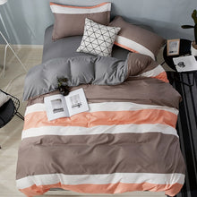 Load image into Gallery viewer, Simple Classic Queen bedding set 5 size bed linen 4pcs set duvet cover set Pastoral bed sheet AB side duvet cover black