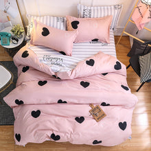 Load image into Gallery viewer, American style bedding set AB side bed set super king size bed linens pink duvet cover set heart home bedding women bedclothes