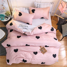 Load image into Gallery viewer, American style bedding set AB side bed set super king size bed linens pink duvet cover set heart home bedding women bedclothes