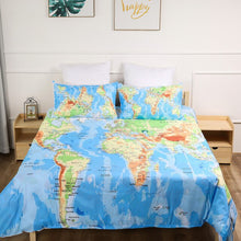 Load image into Gallery viewer, World map pattern HD printed bed linens set queen King single double size bedding set Popular style duvet cover set polyester
