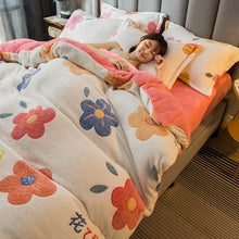 Load image into Gallery viewer, Luxury Bedding Sets Cartoon Kids Duvet Cover Thick Flannel Boy Girl Adult Double Bed Linen Comforter Set Pink постельное бельё
