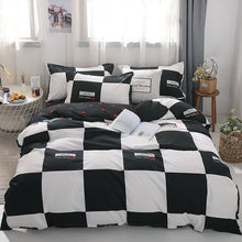 Load image into Gallery viewer, Simple Classic Queen bedding set 5 size bed linen 4pcs set duvet cover set Pastoral bed sheet AB side duvet cover black
